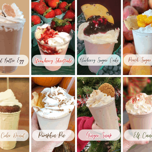 Peanut Butter Egg, Strawberry Shortcake, Blueberry Sugar Cake, Peach Sugar Cake, Apple Cider Donut, Pumpkin Pie, Ginger Snap, Elf Candy