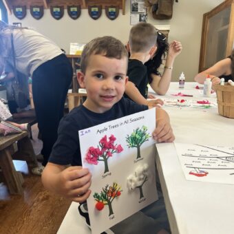 Boy with apple tree craft