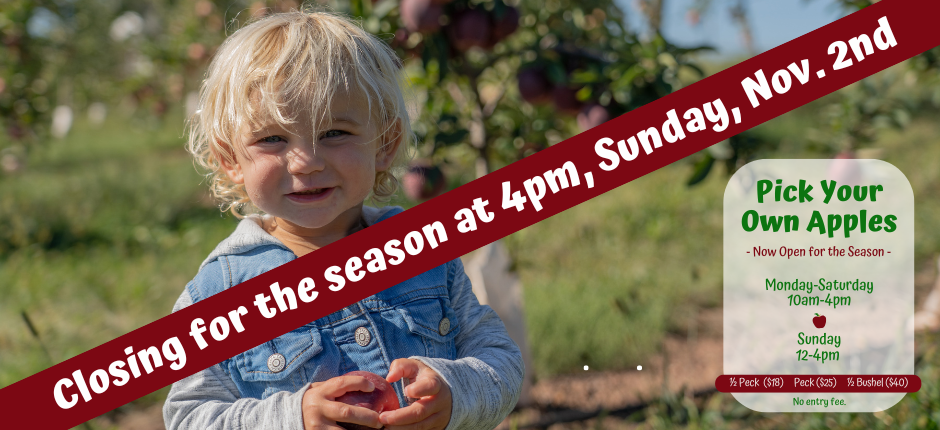 Closing for the season at 4pm on Sunday, Nov. 2nd.