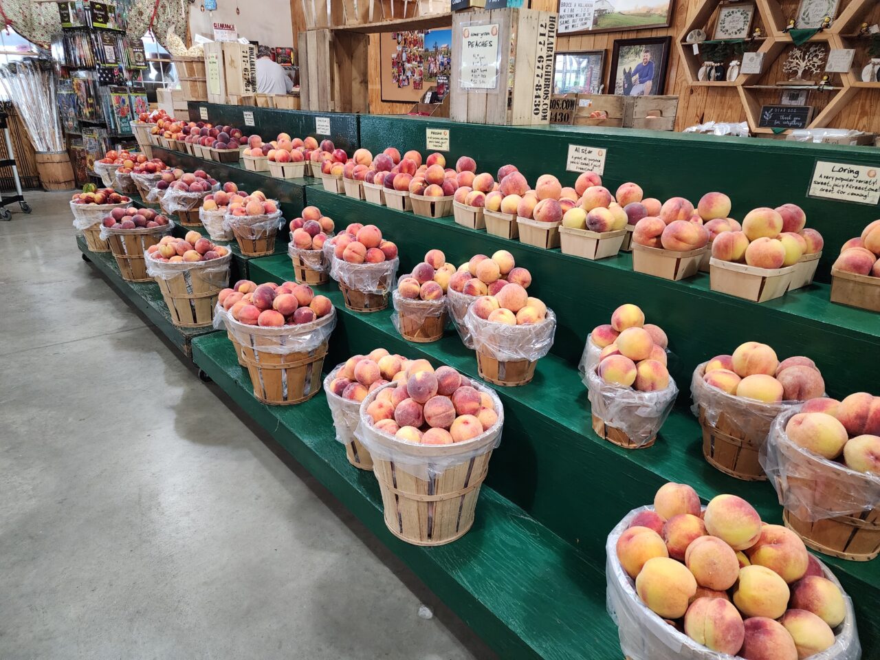 Peach fest peach display.