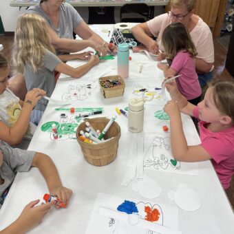 Families working on craft